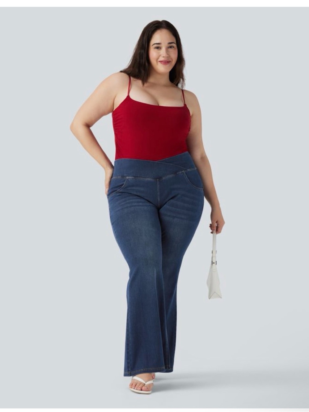 💙🔥👖 NWT Halara Flex Denim High Waisted Crossover Flare Jeans Size 3X